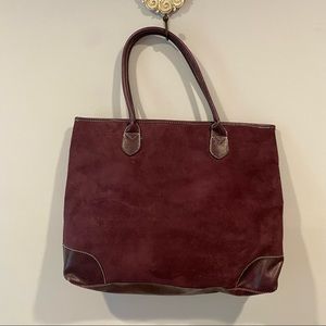 Estée Lauder Dark Purple Faux Suede Tote Bag with Faux Purple Snakeskin Details